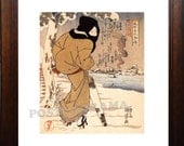 Woman Walking in the Snow art by Utagawa Kuniyoshi POSTER 10 x 12 large Japanese ukiyo-e reproduction print