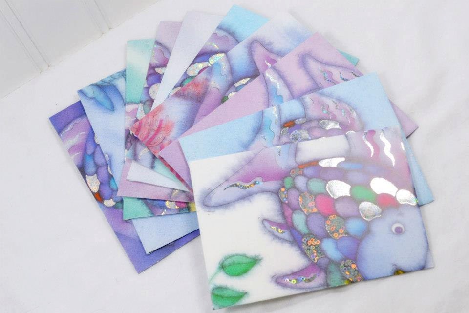 Rainbow Fish Envelopes Handmade Envelopes Fish Envelopes Set of 10 Fish Stationery Purples Paper Envelopes