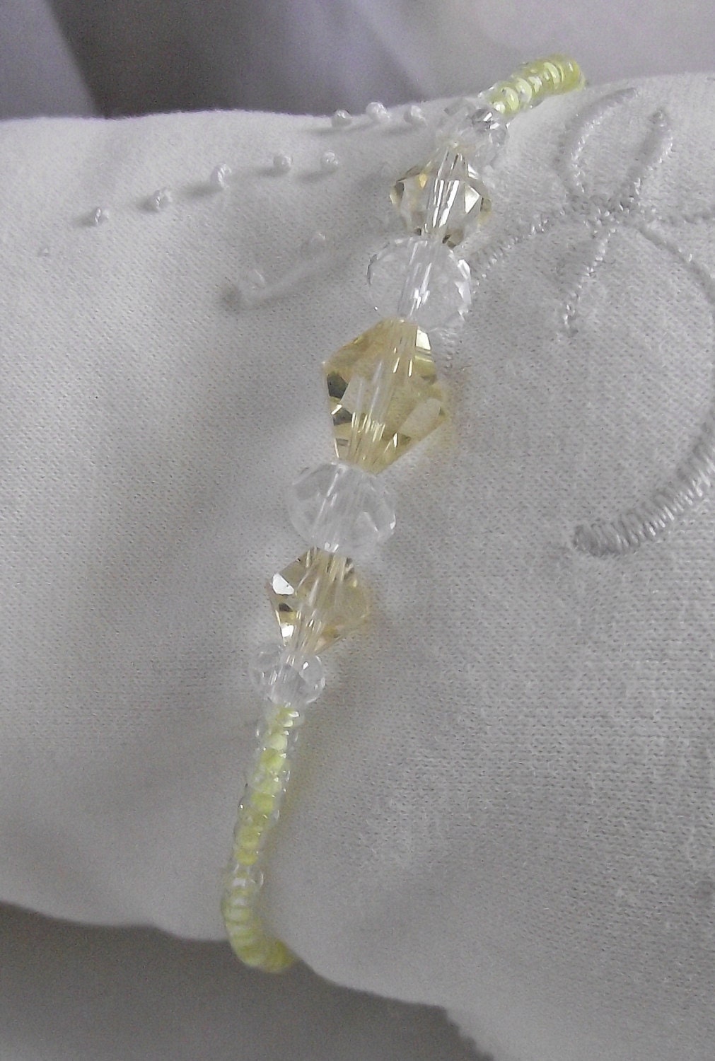 Yellow Crystal Beaded Stretch Bracelet
