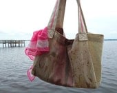 Upcycled Cotton Tote with Neon Strap Details, Fabulous '80s Fabric, Snap Closure