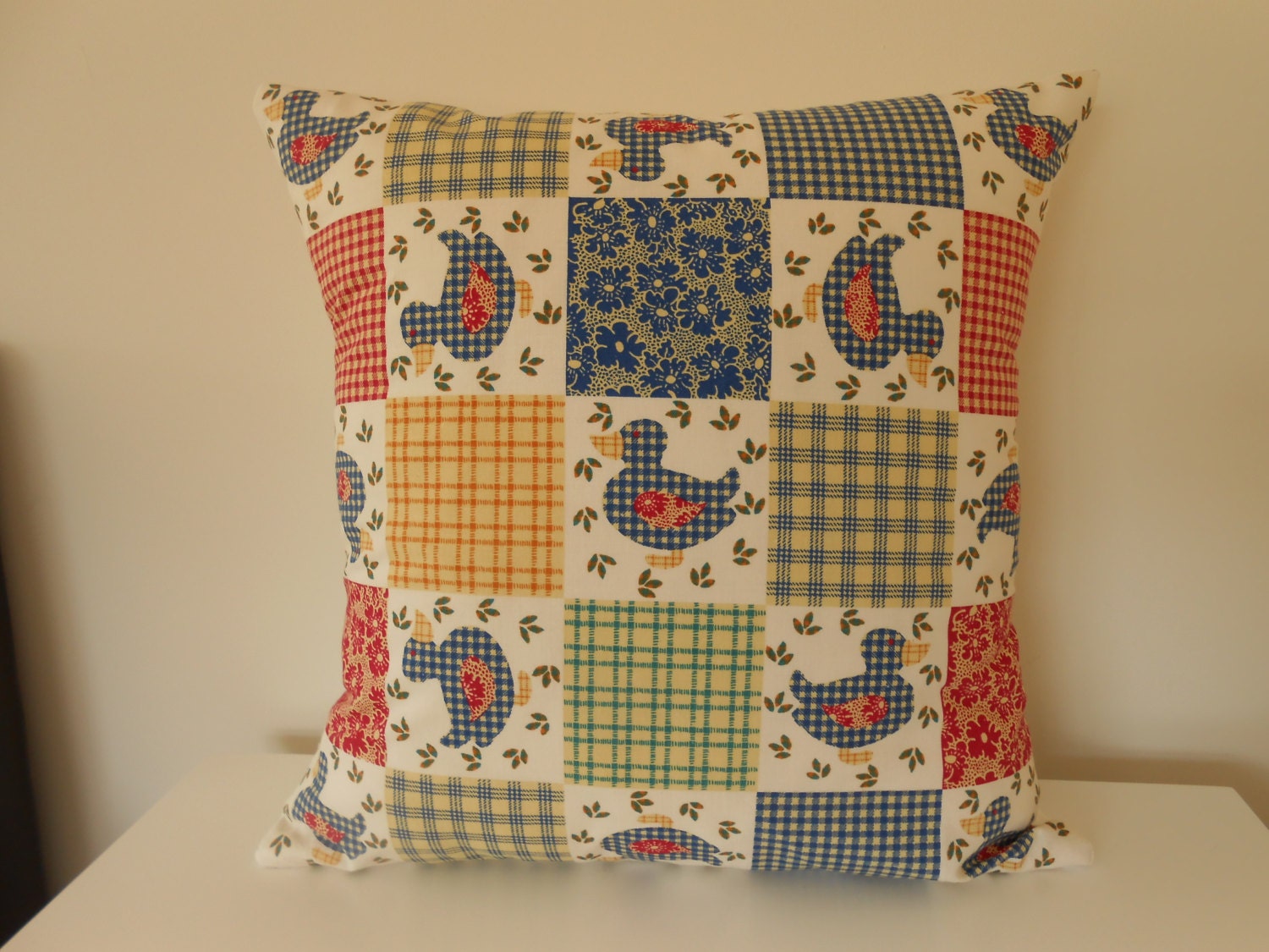 Patchwork-effect Duck Pillow Cover