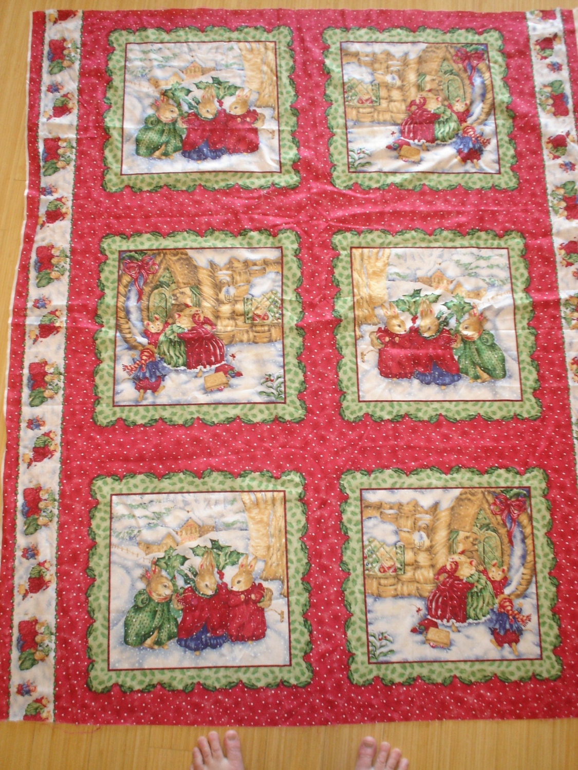 Items similar to Christmas fabric panelHolly Pond Hill on Etsy