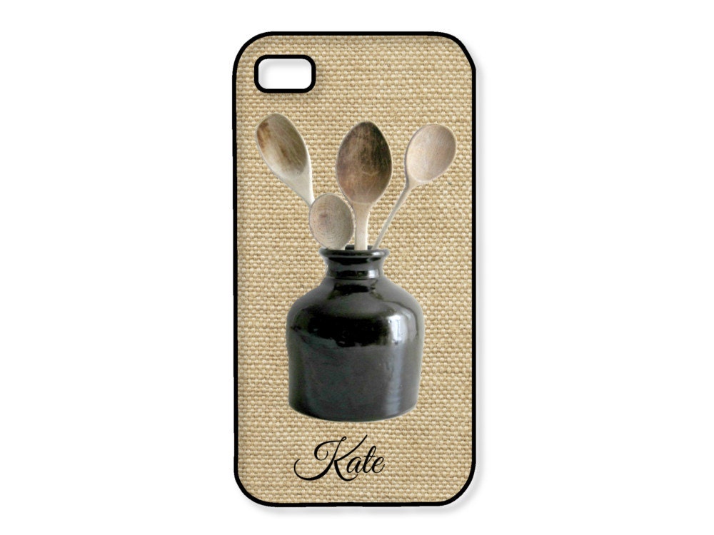 Personalized iPhone Case - Vintage Stoneware Jar on Burlap - Cooking Lover