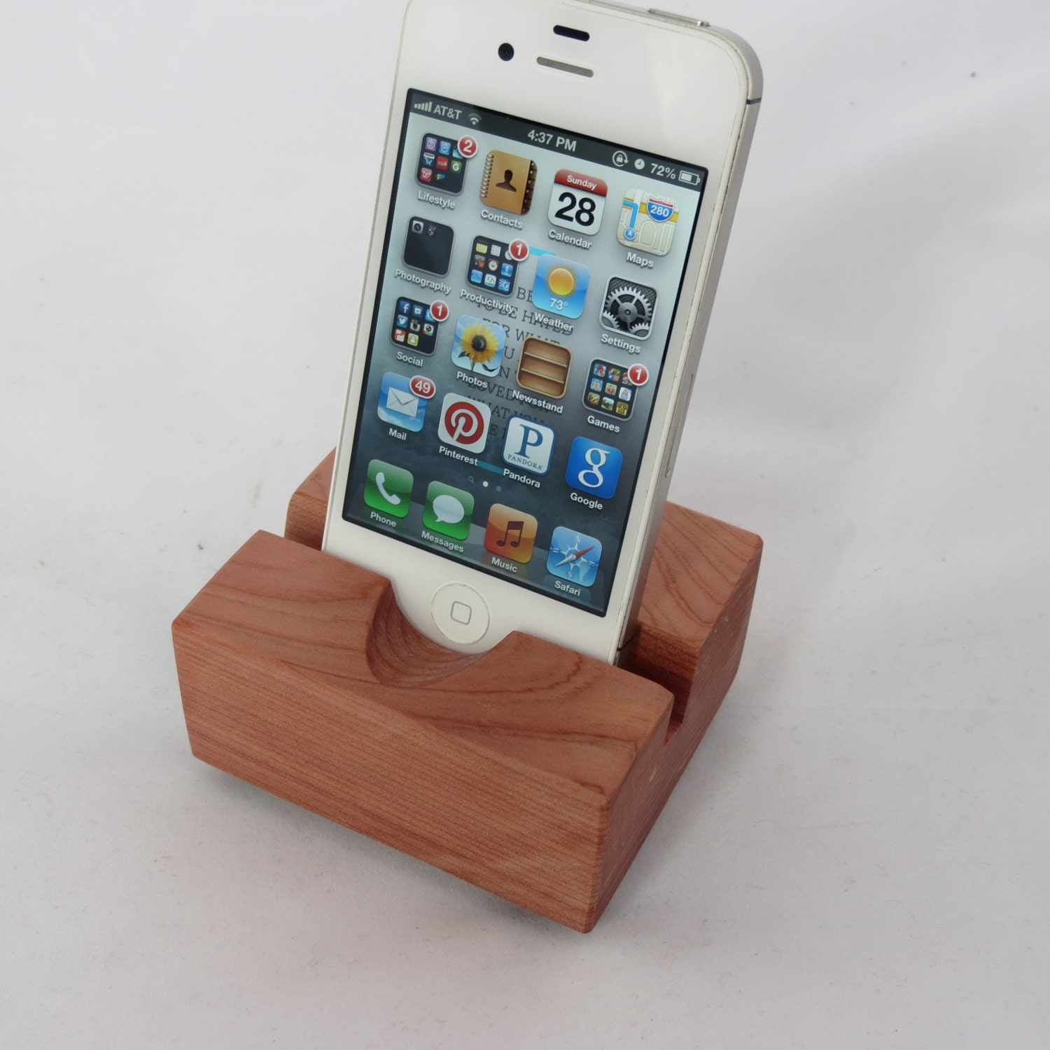Wood iPhone Stand Eastern Red Cedar with Charing port hole & Protective Finish