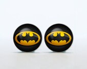 Father's day Batman cufflinks Silver plated Batman cuff links for men and for women Accessories Superheroes jewelry black and yellow