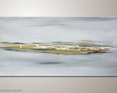 Unique modern art painting: "precious moment" - abstract artwork -contemporary wall decoration - acrylics-grey,gold,design, 39.37x19.69