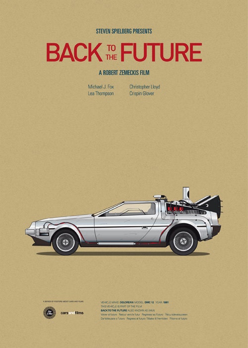 Back to the Future movie print, poster A4 Cars And Films
