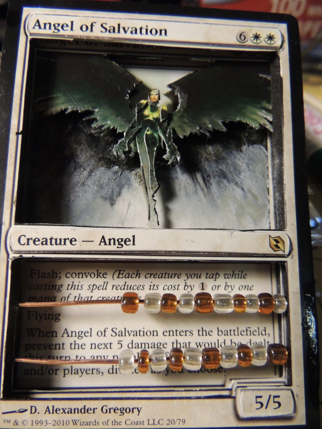 MTG Magic the gathering 3D life counter- Angel of Salvation Abacus Counter with beads handmade with paint