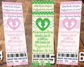 Printable Personalized Baby Shower Invitation Ticket - Polka Dots Boy Blue Pink Girl Custom Green Jungle Zebra Print Stripe Flag Patriotic