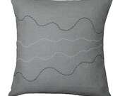 Grey embroidery handmade pillow cover