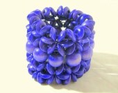 POWER PURPLE Wood Bracelet Cuff Stretch Circle Funky Trendy Round Beaded Bangle Elastic Handmade Unique Adjustable Earrings Sale Cute