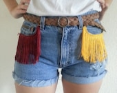 FSU Game Day garnet and gold high waisted denim shorts