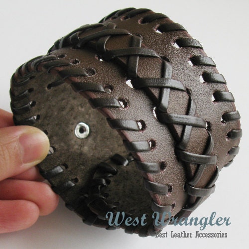 Very Cool Chunky Double Layer Braided Leather Bracelet Cuff with Buckle