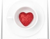 Red Heart in the Cup White Wall Decor Modern Wall Art Love 8x8 - Love in the Cup