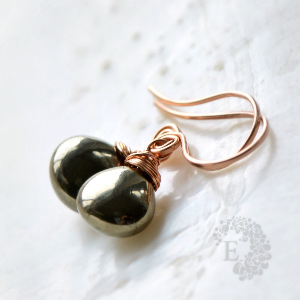 oOo The DORI Earrings oOo pyrite on rose gold by emily gray