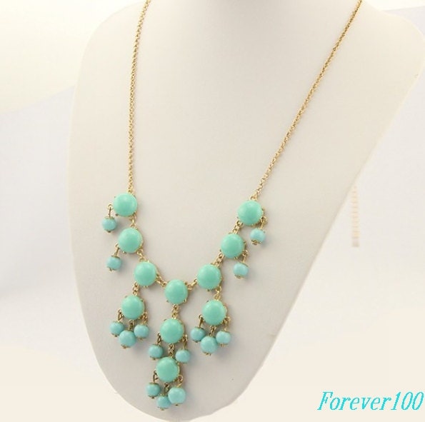 20mm mini Turquoise resin necklace, handmade bib Necklace/glitter Statement Bubble choker,bridesmaid gifts,unique Beaded  Jewelry torque
