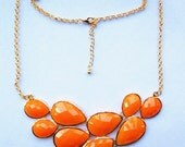 cute orange resin necklace, fashion handmade bib Necklace/glitter Statement Bubble choker,bridesmaid gifts,unique Beaded  Jewelry torque