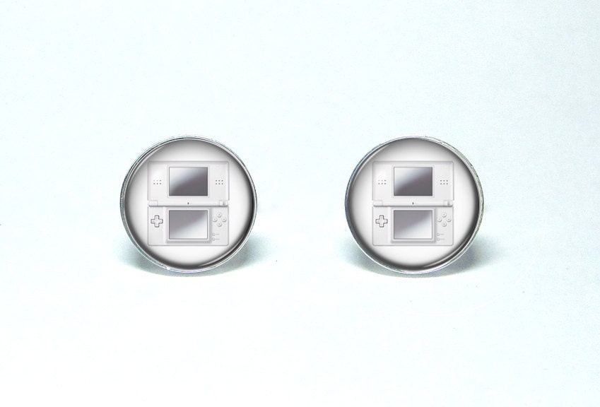 Nintendo DS Cufflinks, NDS, DS Lite, 3DS, Gamer, Gaming, 16mm Silver w/ Magnifying Dome & Velvet Pouch, Gift for Men, Accessories