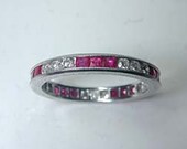 Platinum Diamond Ruby Eternity Ring 1.40ct Fine Jewelry Blueriver47 on Etsy
