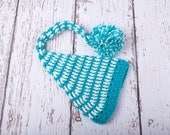 Turquoise and Cream Striped Elf Hat  Photography prop