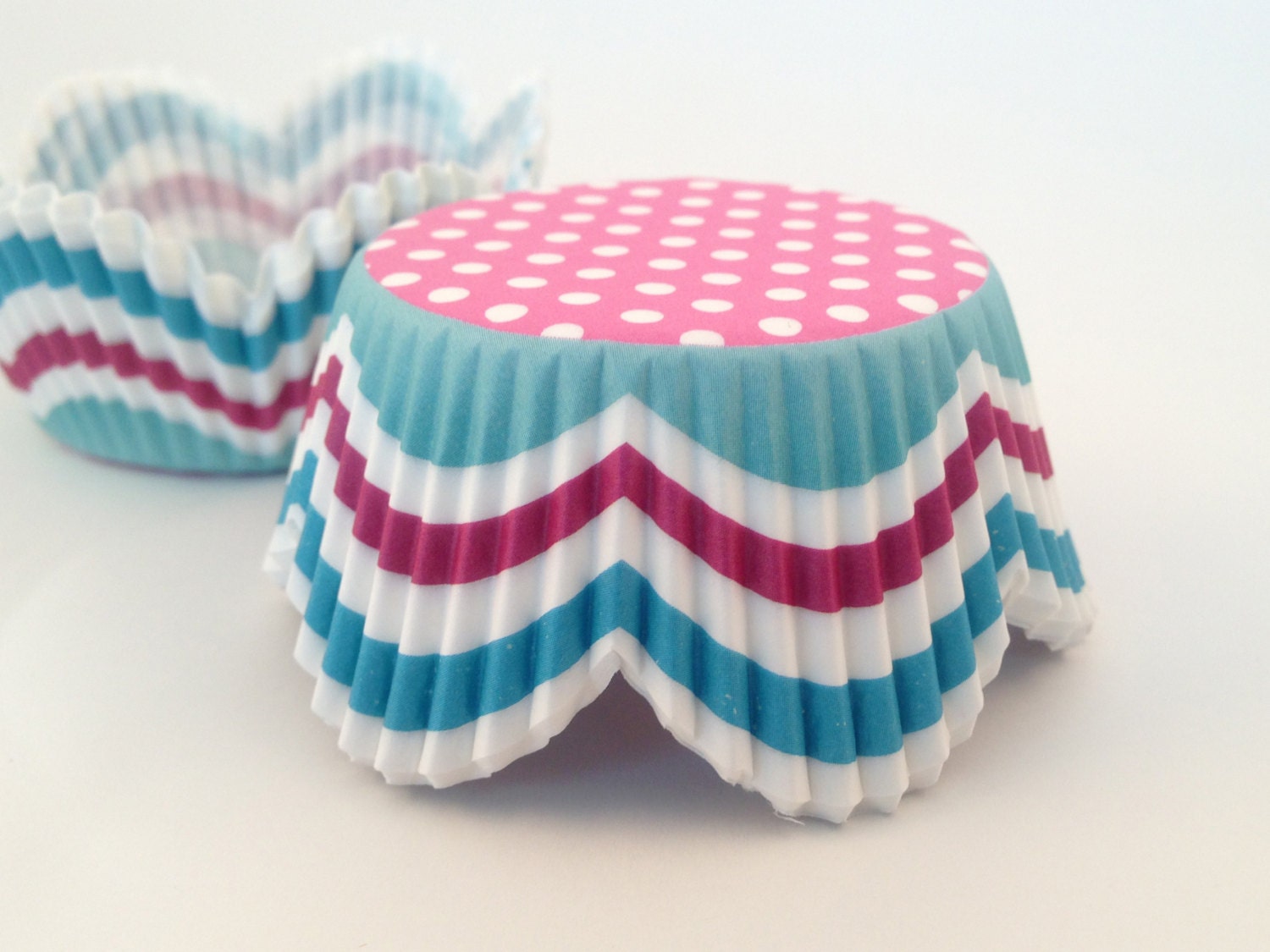 Cupcake Liners 50 Count Pink Polka Dot, Red and Blue Banner Stripes, Standard Size - Baking Cups, Muffin Cups, Cupcake