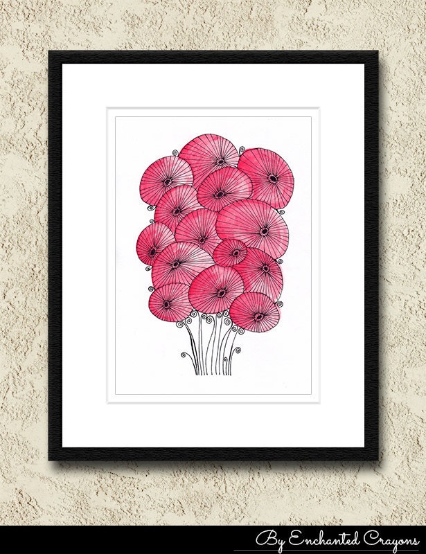 Poppy Flowers 2 - 8.3x11.7" (A4) Digital Art Print on Satin Paper, Giclee Wall Decor, Poster, Pencils, Markers, Crayons, Watercolors