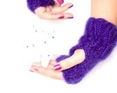Purple Lavender Fingerless Gloves, Fingerless Gloves, Winter Knit Warmers ohtteam