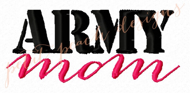 INSTANT DOWNLOAD -- Army Mom Embroidery Design File
