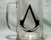Assassin Creed Logo Hand Painted on 15 ounce Beer Mug