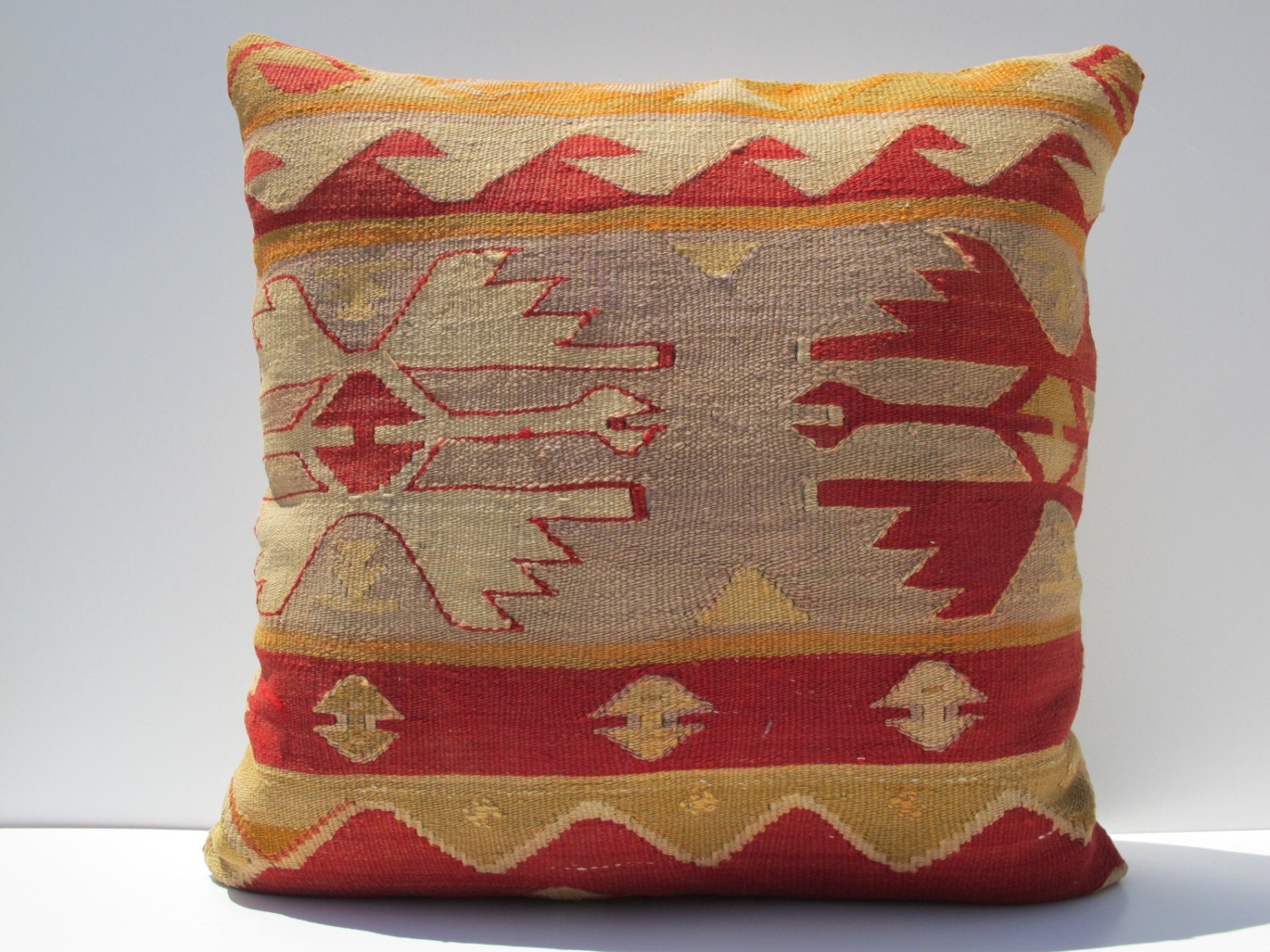 Modern Bohemian Home Decor,Turkish Kilim Pillow Cover 19.6"x19.6