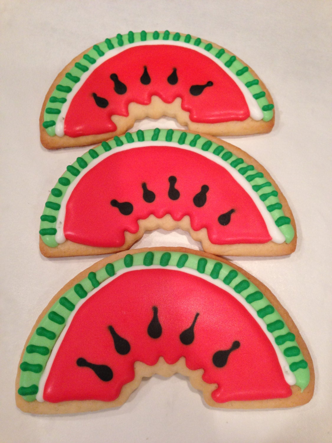 1 dozen Watermelon Iced and individually sealed sugar cookies--made from scratch