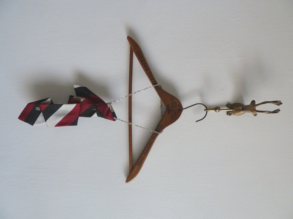 the pleated tie necklace . in striped red, black and silver
