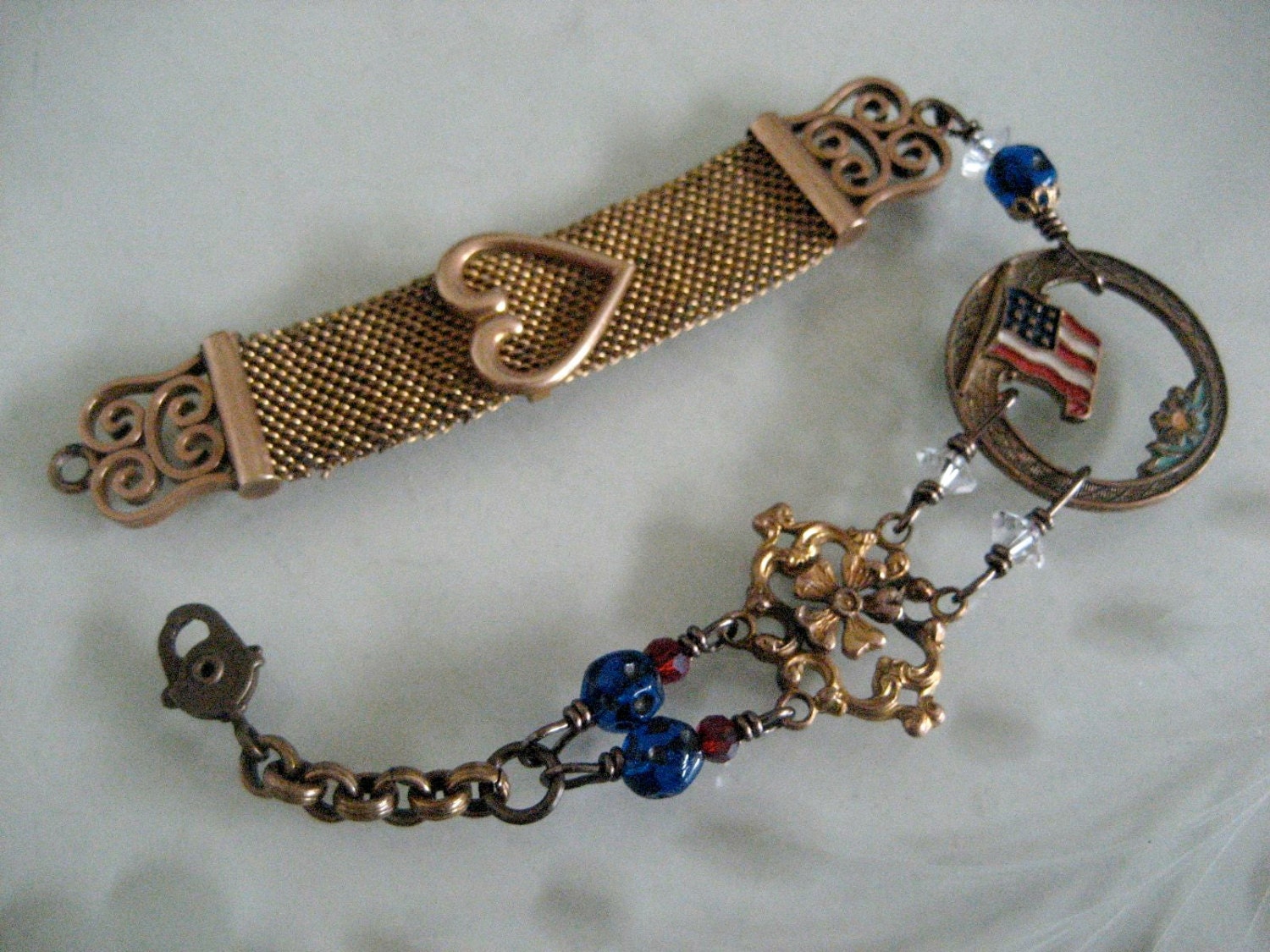 for the love of America antique assemblage bracelet