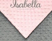 Gray and Pink Baby Girl Blanket , Personalized Baby Blanket ,  Design Your Own