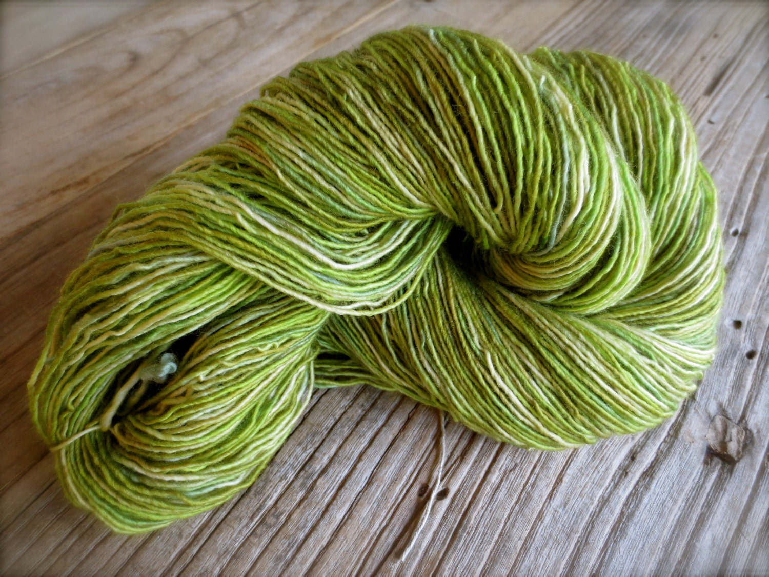 powerfully addictive in sprout - superwash merino wool watercolor glaze handpainted fingering/sock weight single ply yarn