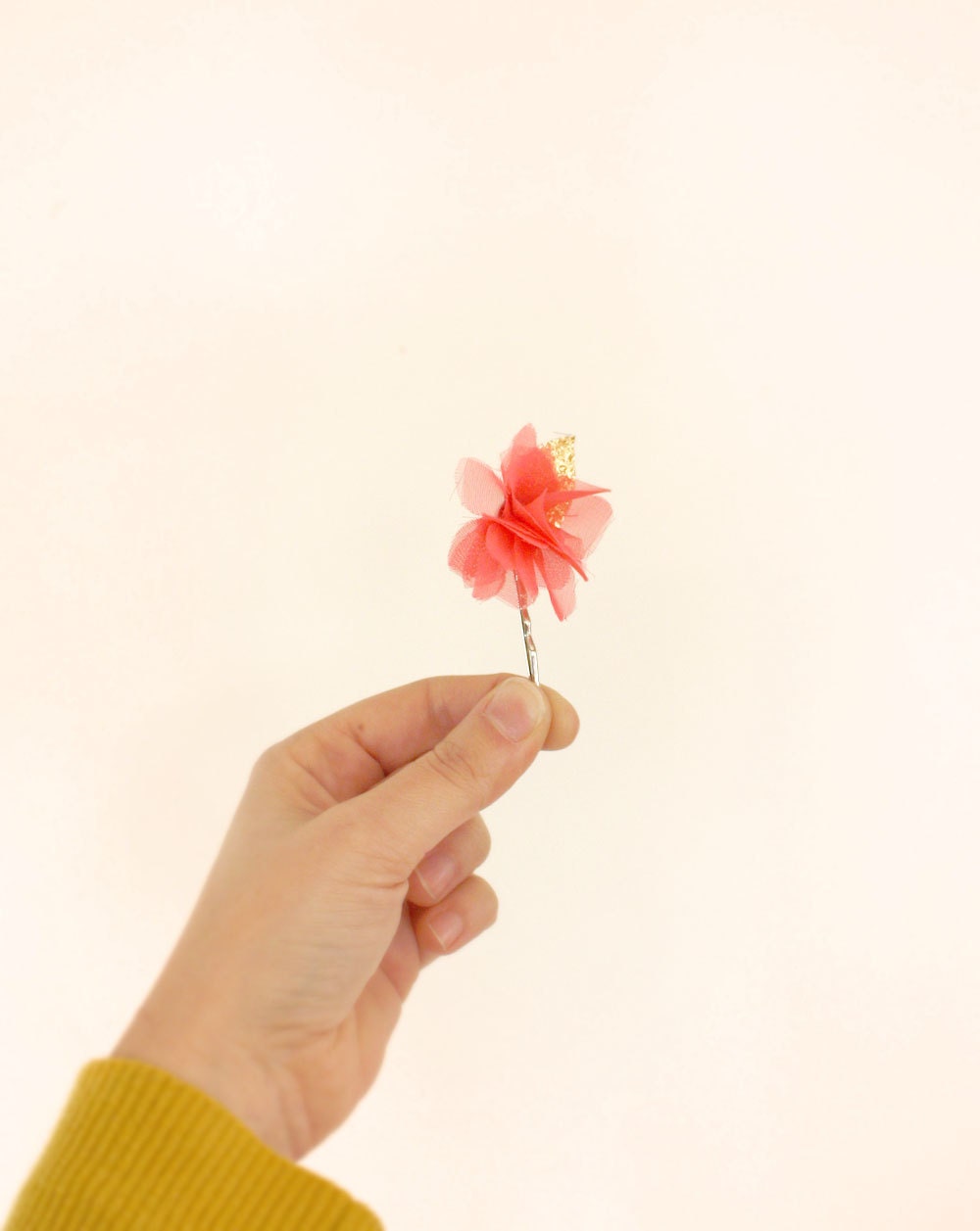 Buh-Bye Gotta Go Clearance - - Chiffon Flower bobby pin // bubblegum pink