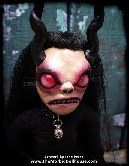 Creepy Gothic Demon Devil Girl Doll with Horns