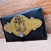 Leather Wallet, Petite with Zipper Pocket Black & Citrine Green Oak Print - SALE - see Shop for Coupon Codes...