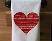 XO Heart Kitchen Towel, Tea Towel, Flour Sack Towel- Single