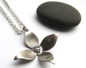 Petite Dogwood sterling silver blossom pendant
