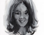 Original Painting Female Figure Acrylic  8x10 - Monochrome Head Study 3 by David Lloyd