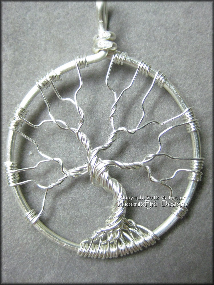 Bare Branch Tree of Life Pendant in Sterling Silver Wire Wrapped Winter Leafless Gift for Him or Her