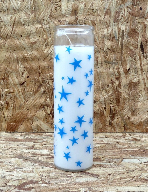 Recycled Housewares - Blue Star Pillar Candle - Luminary