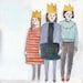 three girls with crowns - print of original oil painting
