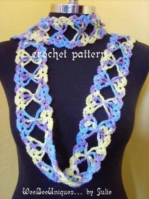 crochet pattern digital download Lacy Butterfly scarf