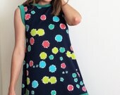 1960's Spot Dress stretch knit Spicy Toast shift yellow pink blue green