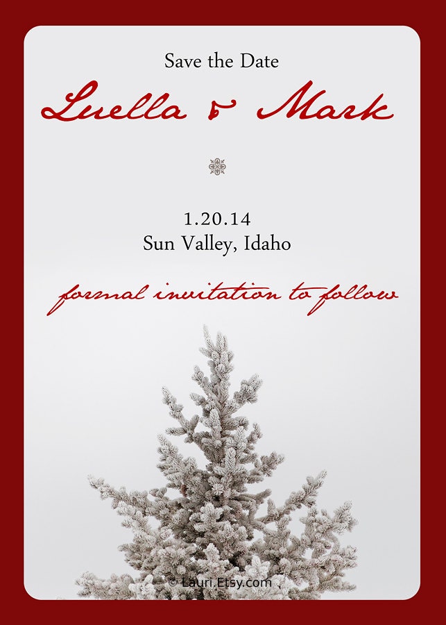 50 Wedding save the date cards 5x7 -Winter Snow