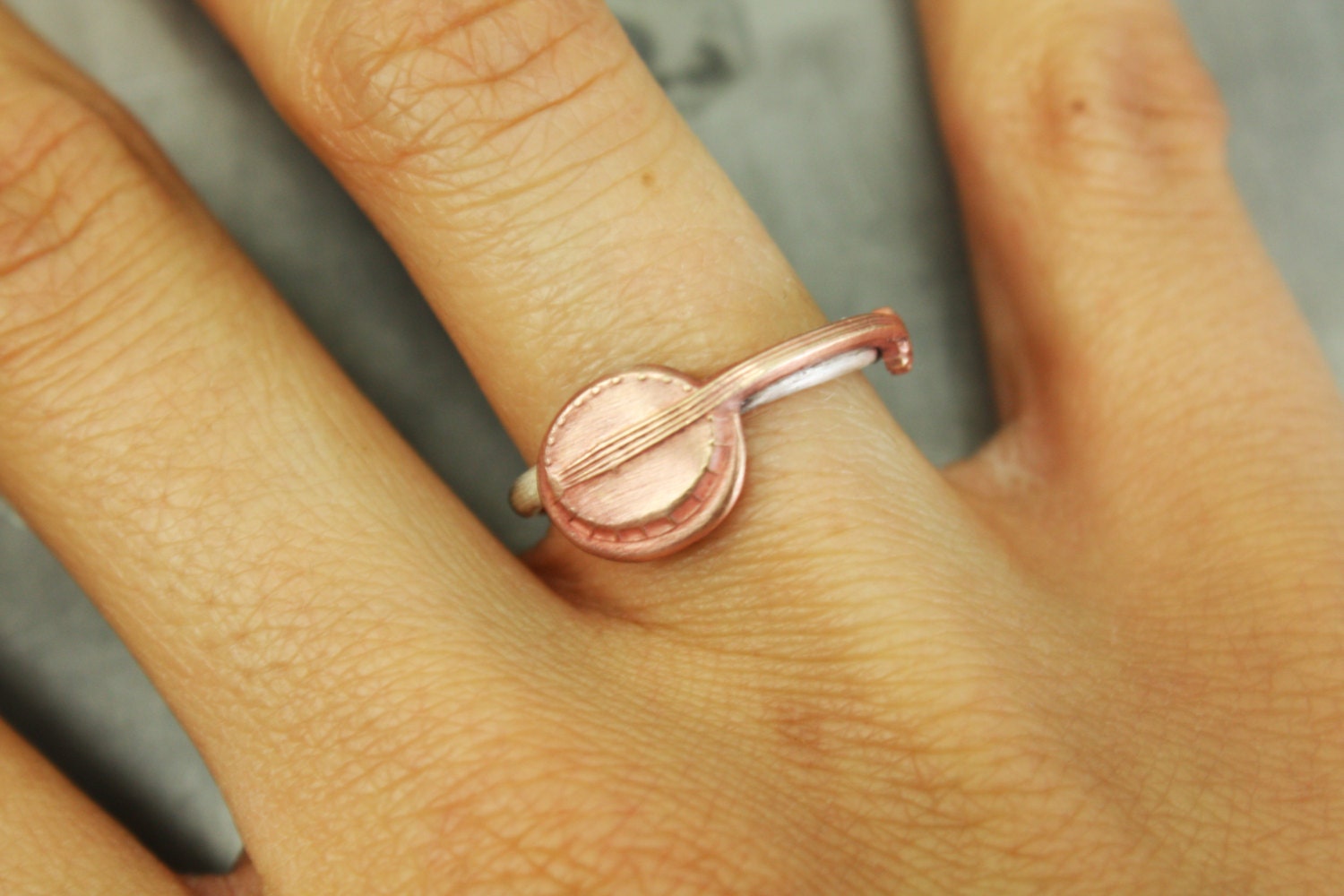Banjo Ring Sterling Silver Band and Brass