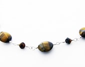 Tiger Eye Necklace Sterling Silver Wire Wrapped Neckace