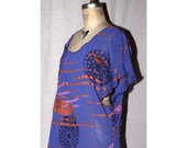 SALE Purple Sheer Handprinted Butterfly Sleeve Top